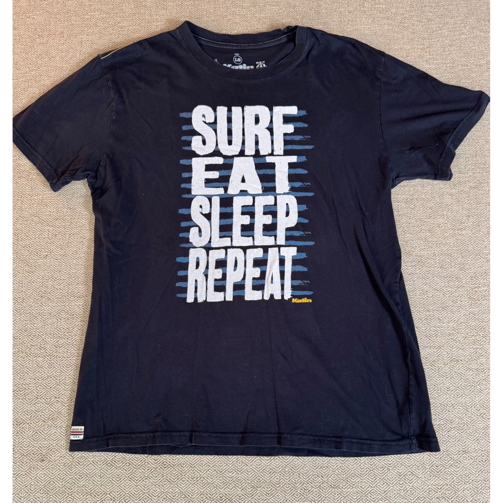 Katin Black Surf Eat Sleep Repeat Graphic T-Shirt Made in USA Mens L‎